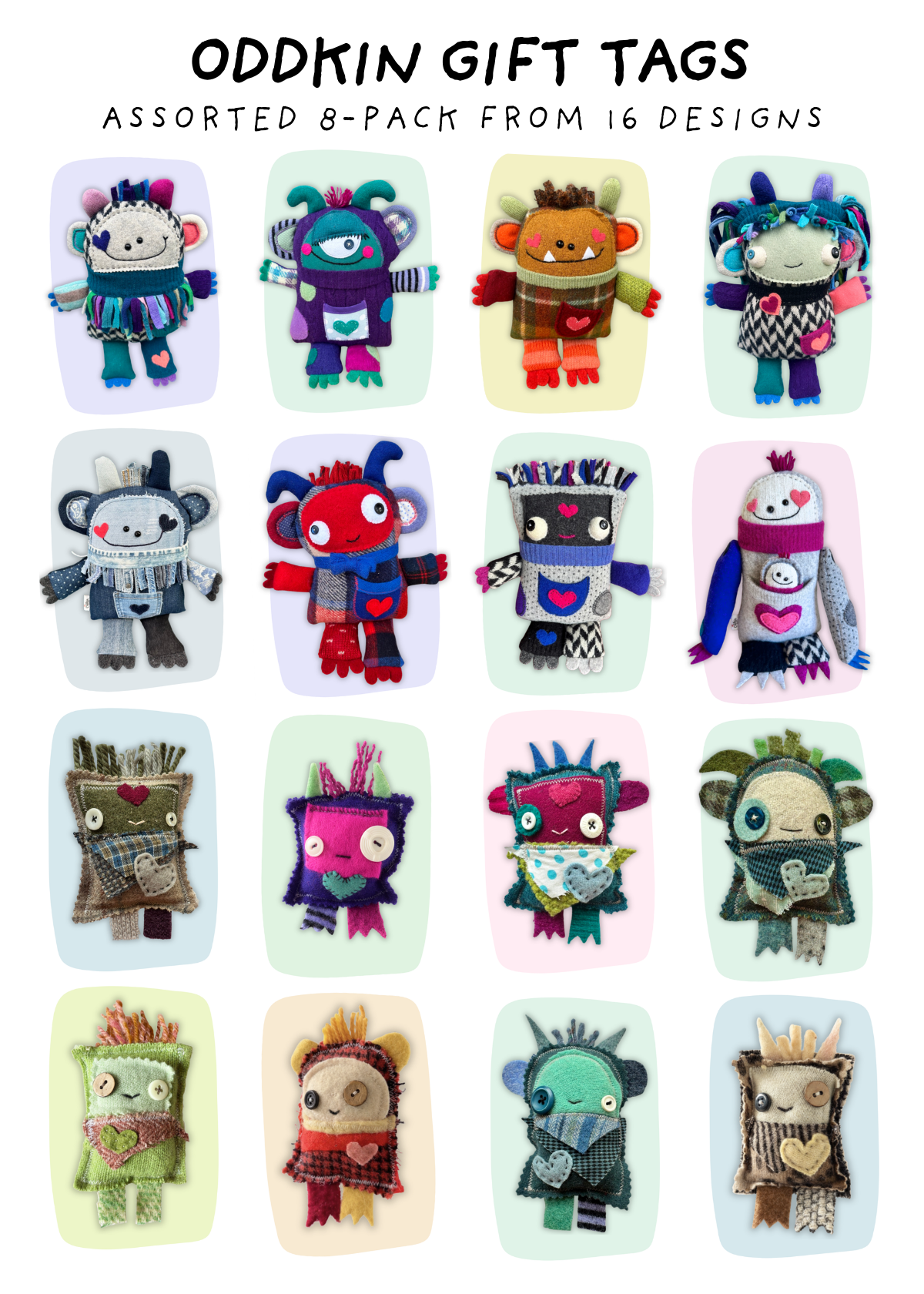 Assorted Oddkin Gift Tags (8-Pack)