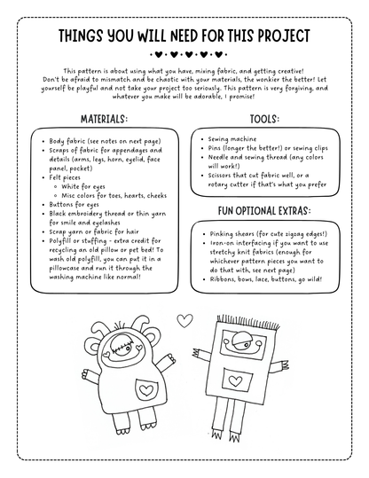 Oddkin Monsters - Sewing Pattern (PDF)