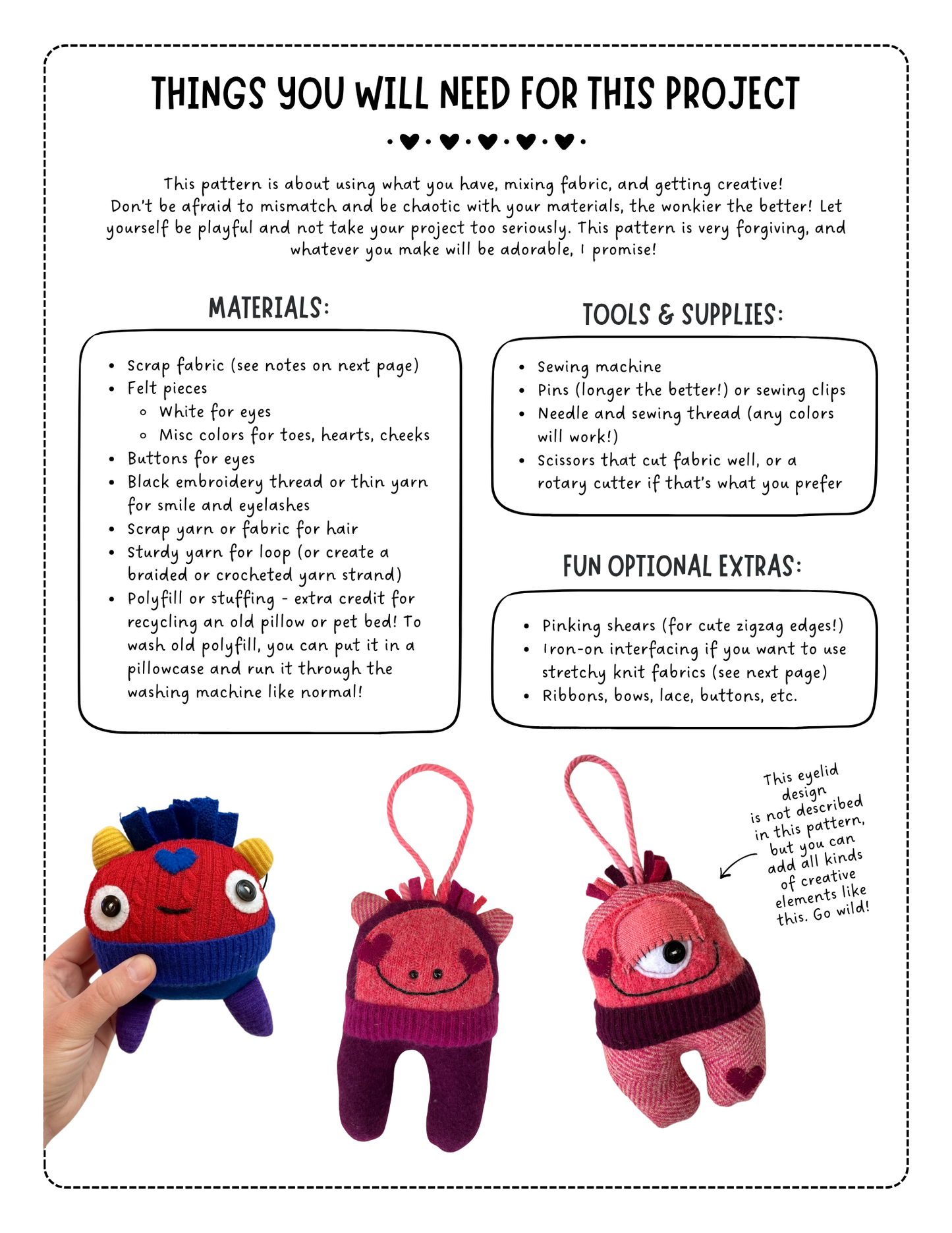 Tooth Fairy Monsters - Sewing Pattern (PDF)
