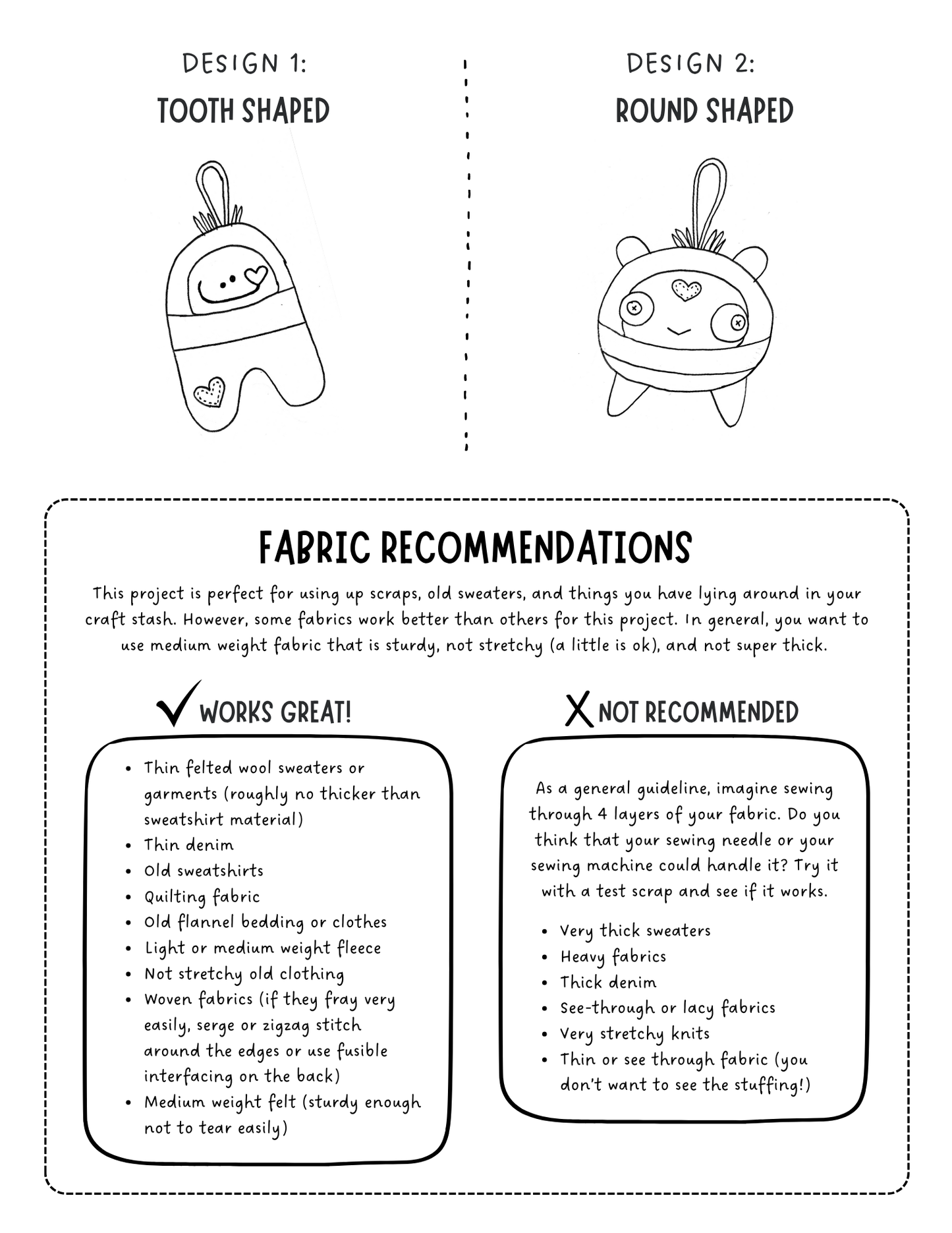 Tooth Fairy Monsters - Sewing Pattern (PDF)