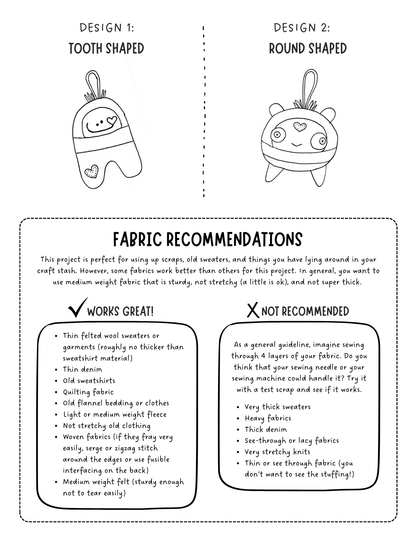 Tooth Fairy Monsters - Sewing Pattern (PDF)