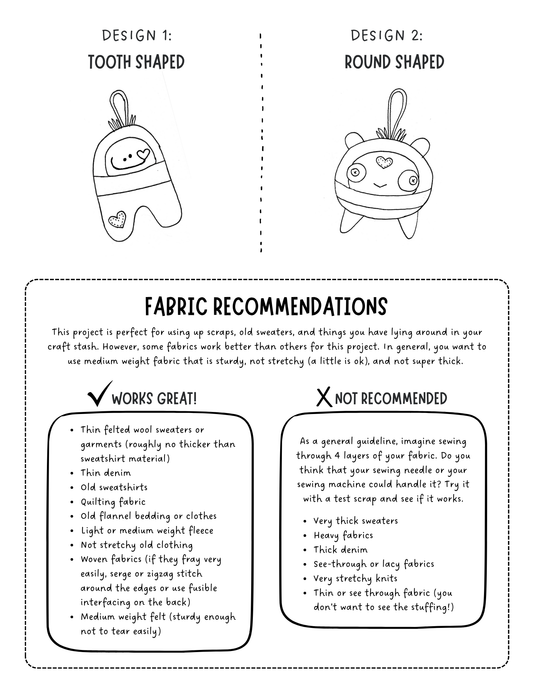 Tooth Fairy Monsters - Sewing Pattern (PDF)