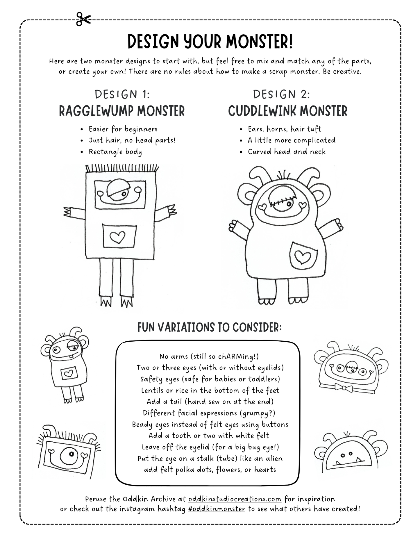 Oddkin Monsters - Sewing Pattern (PDF)