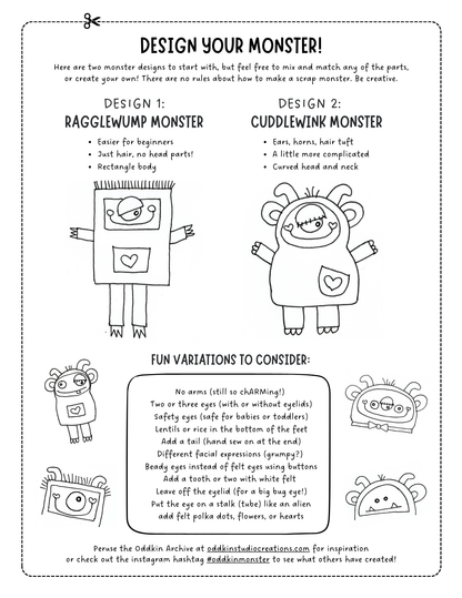 Oddkin Monsters - Sewing Pattern (PDF)