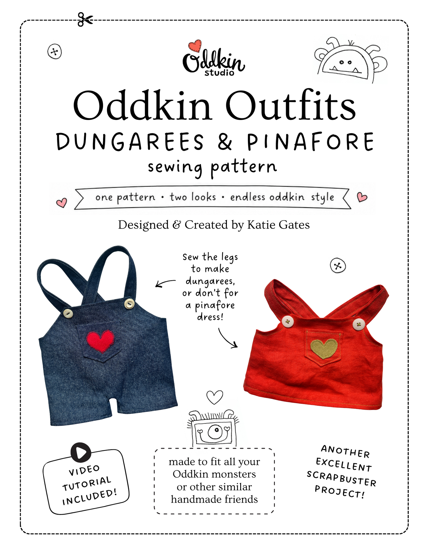 Oddkin Dungarees & Pinafore - Sewing Pattern (PDF)