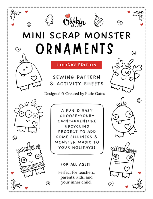 Mini Scrap Monster Ornaments - Pattern & Activity Sheets (PDF)